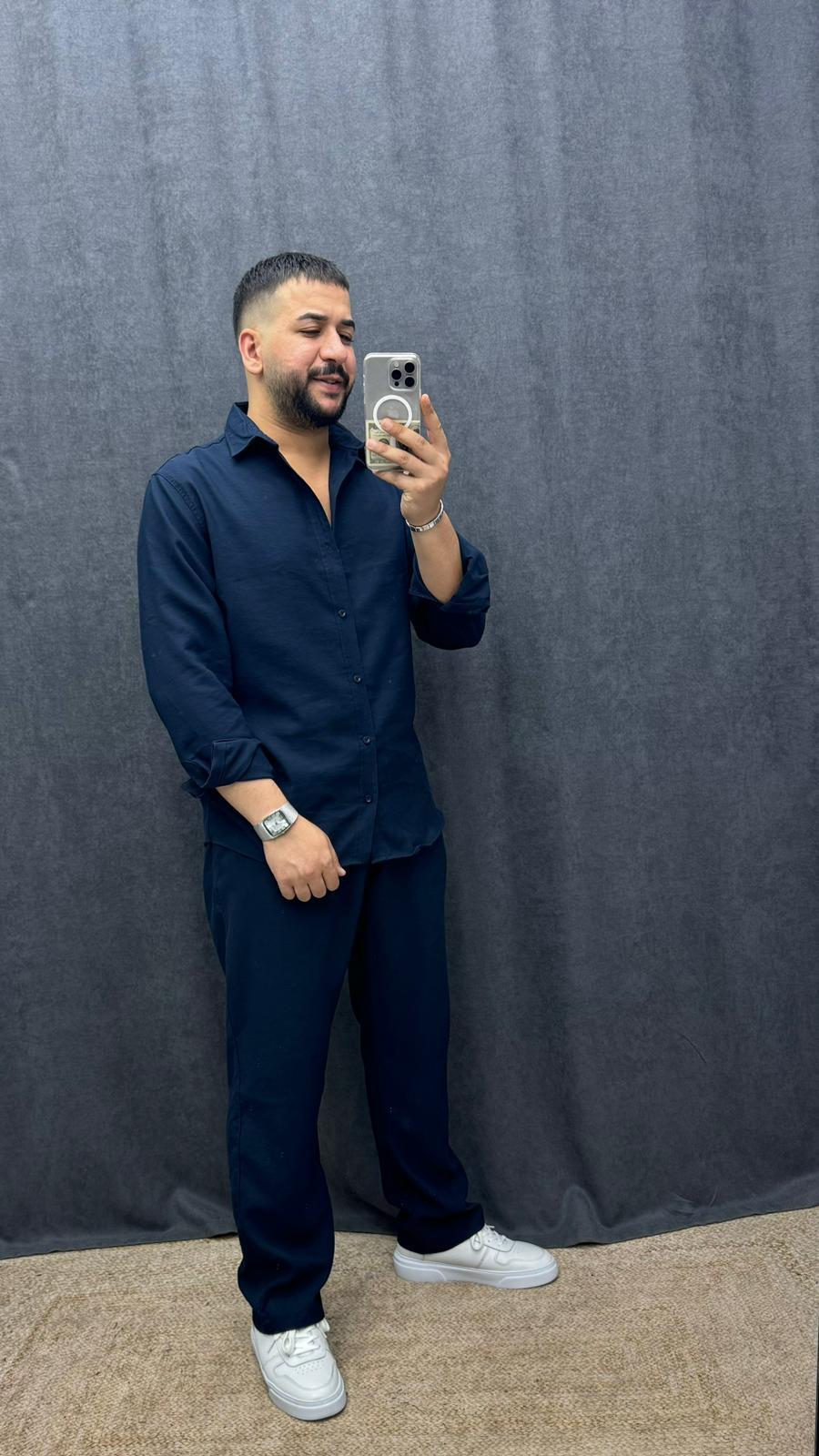 Oversize Kışlık Modal Kumaş Takım Lacivert