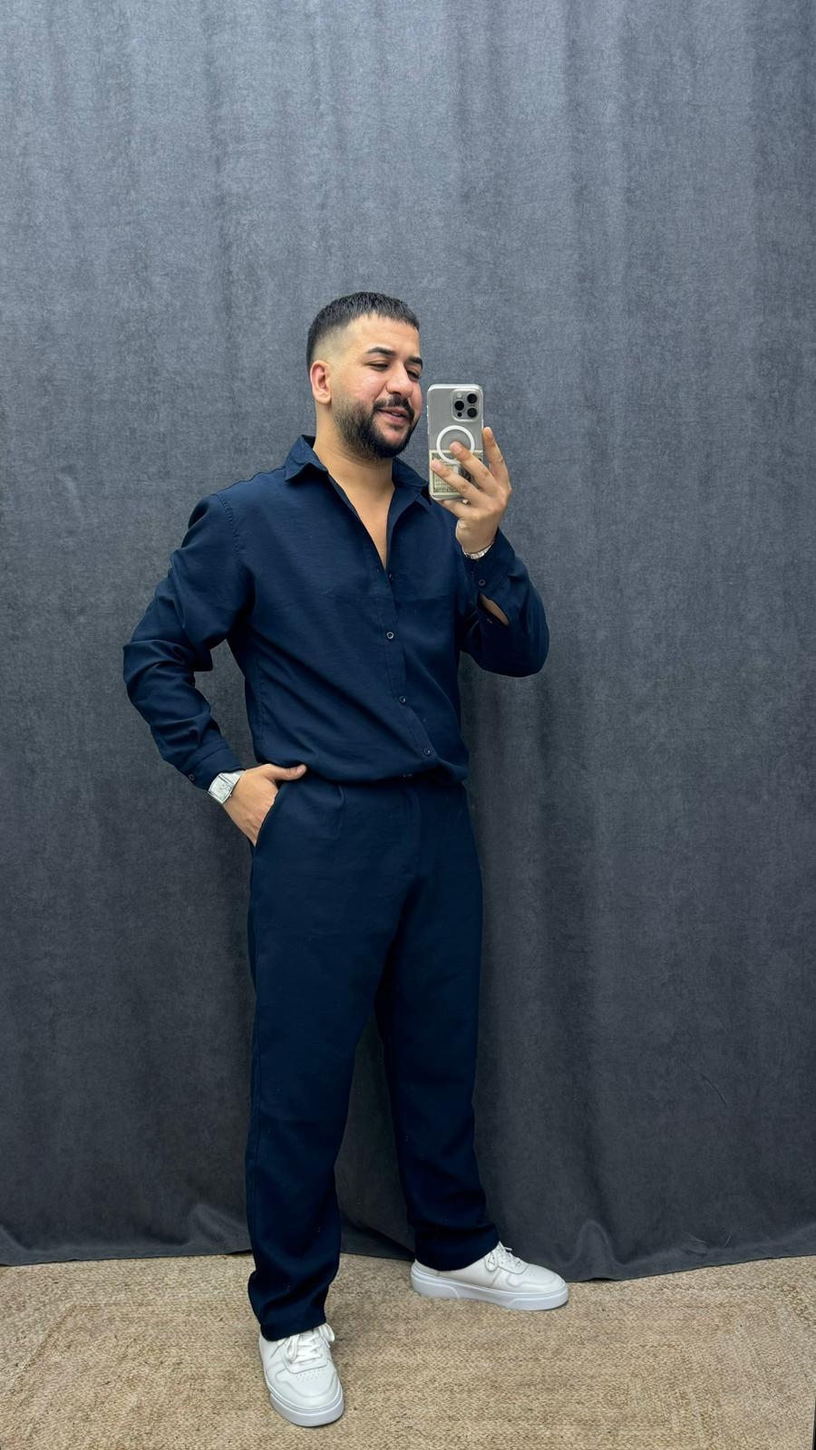 Oversize Kışlık Modal Kumaş Takım Lacivert