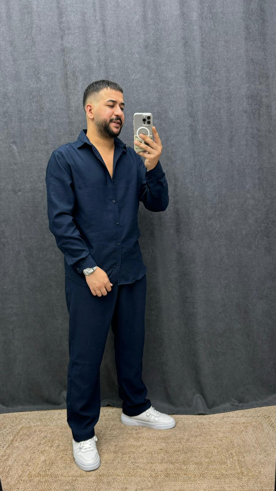 Oversize Kışlık Modal Kumaş Takım Lacivert