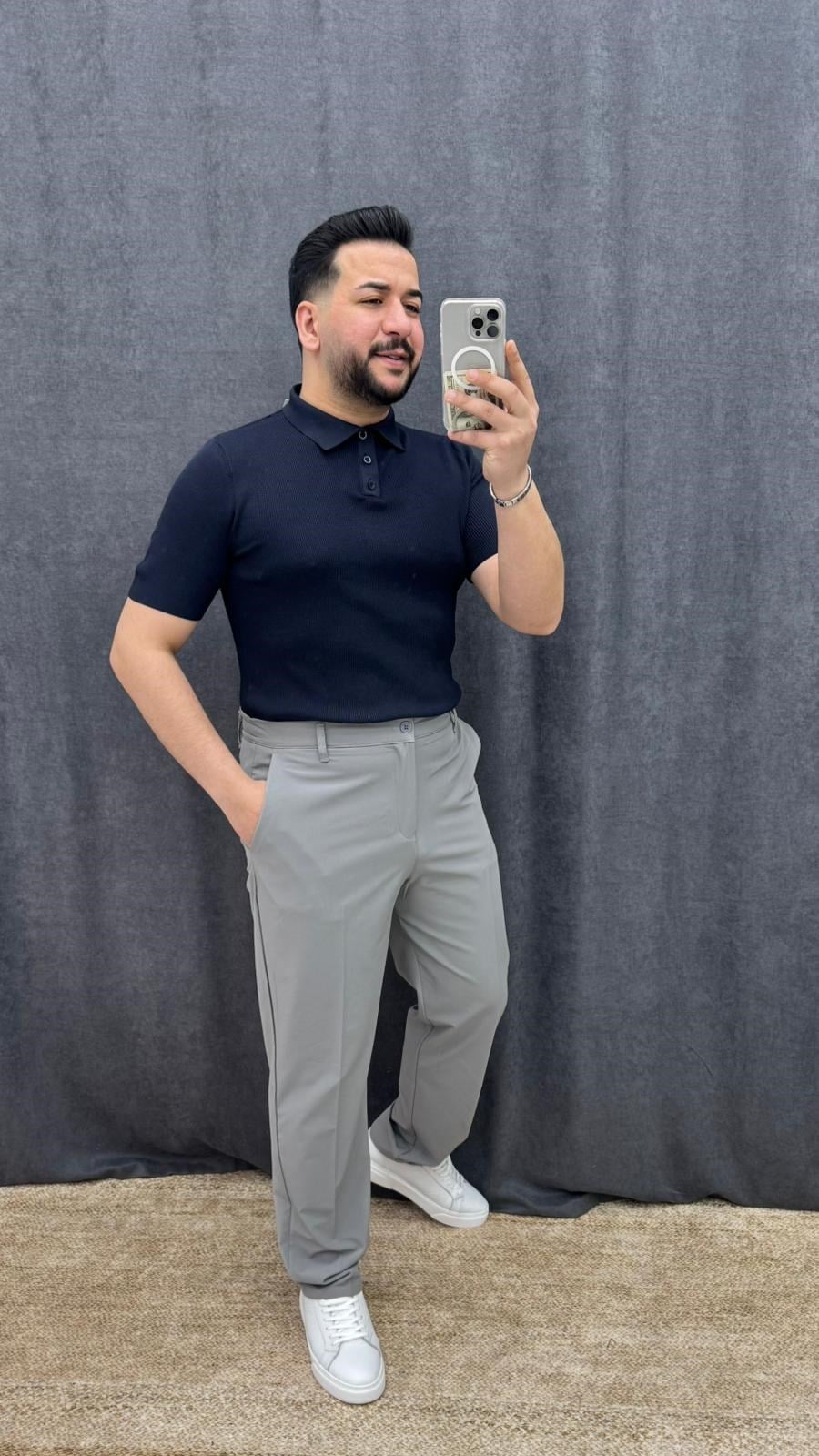 Polo Yaka Yumuşacık Basic Örme Triko Lacivert