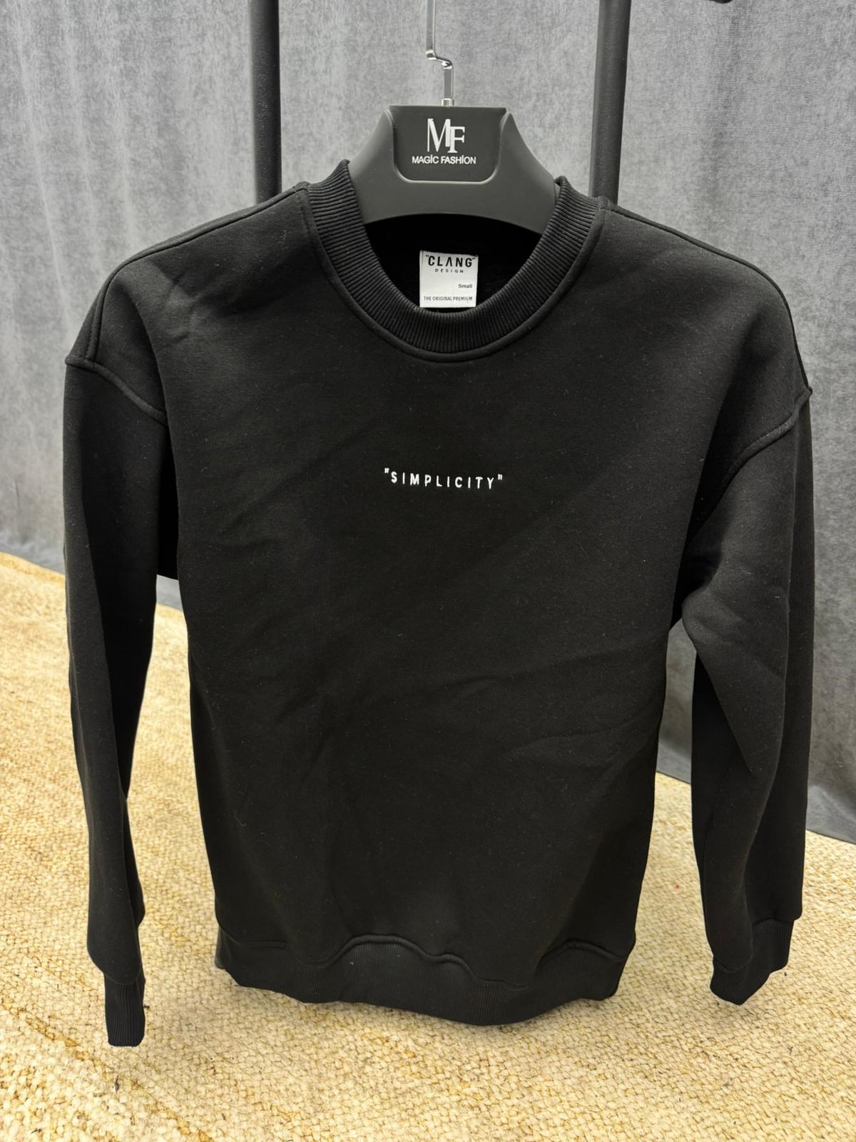 Simplicity Nakışlı 3iplik Regular Kalıp Sweat Siyah
