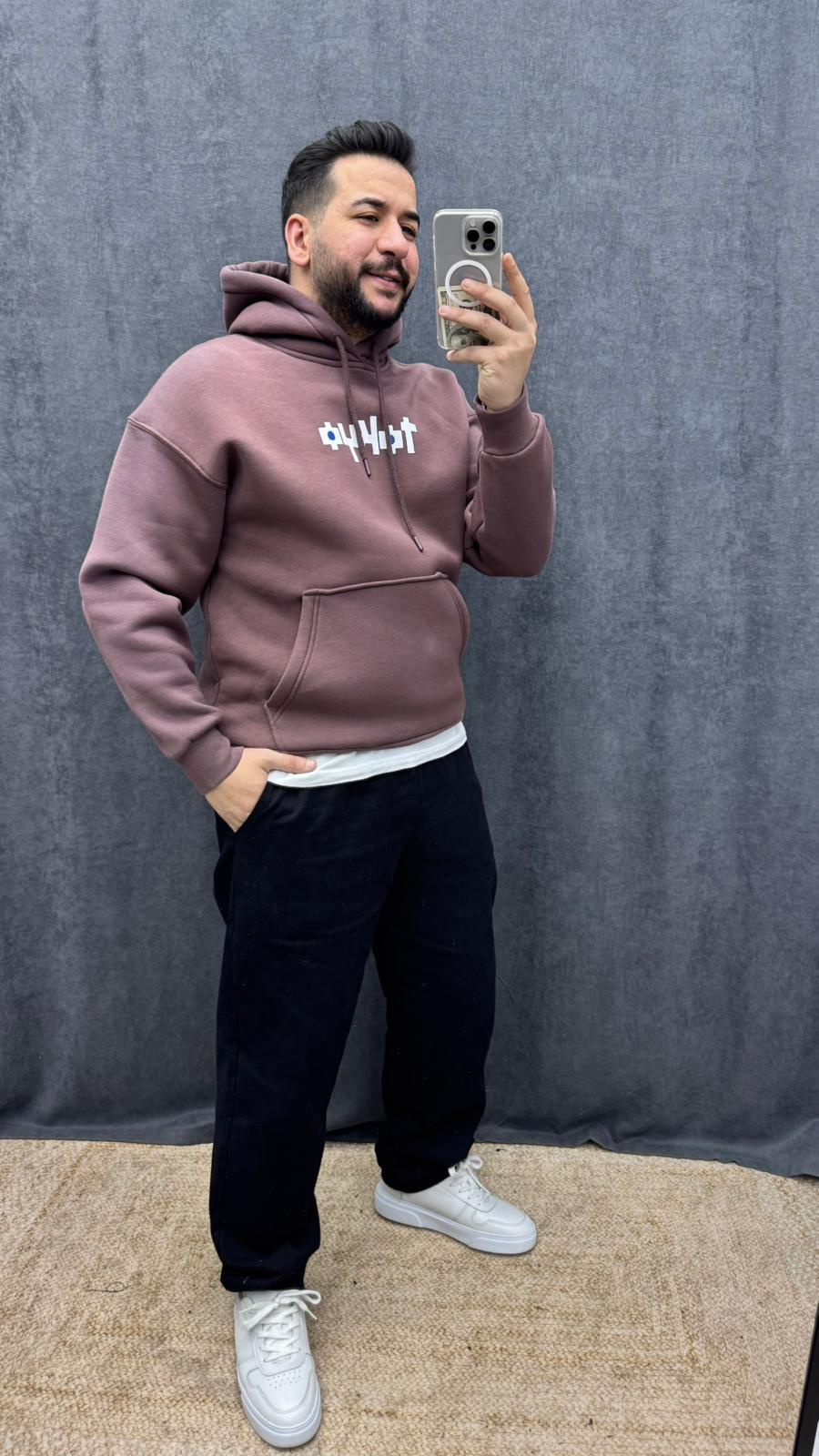 Tokyo Baskılı 3İplik Şardonlu Sweat Bordo