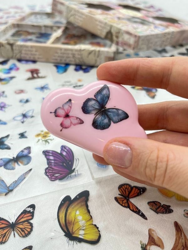  4 Bölmeli 100 Yaprak 600 Adet Özel Tasarım Retro Soft Renk Kelebekli  Sticker Set /Etiket / Çııkartma Su Geçirmez