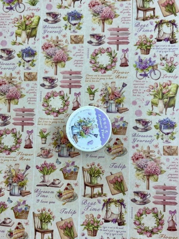  Bahçe Bakımı ve Çiçekler Temalı Washi Bant/ Washi Tape/ Sticker/ Bullet Journal