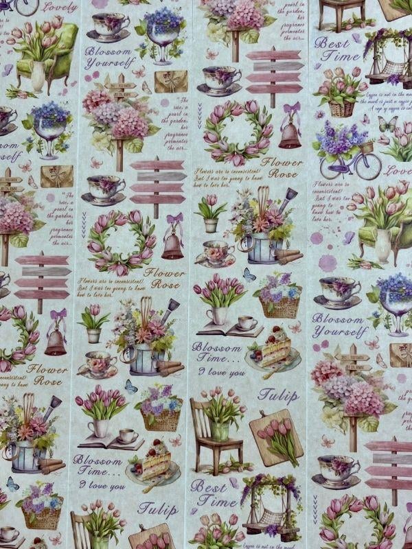  Bahçe Bakımı ve Çiçekler Temalı Washi Bant/ Washi Tape/ Sticker/ Bullet Journal