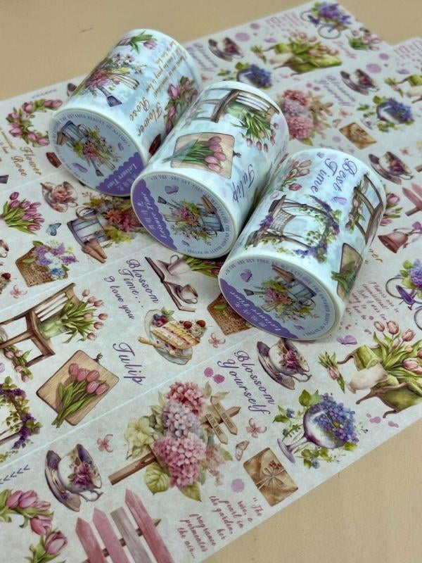  Bahçe Bakımı ve Çiçekler Temalı Washi Bant/ Washi Tape/ Sticker/ Bullet Journal