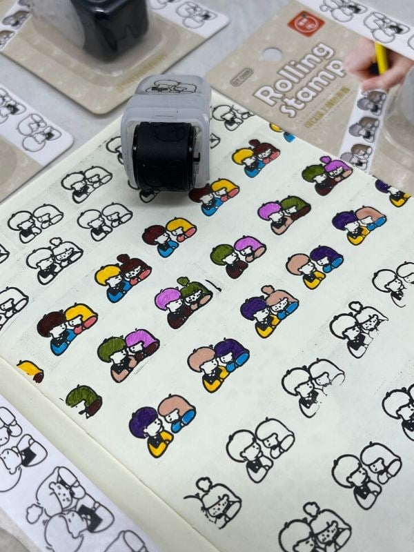  Boyanabilir Süsleme Bandı Arkadaş Desenli Damga /Mühür/Kaşe/Kitap Mühür/Stamp/Seal/ Tipeks/ Tipex/Şerit Daksil