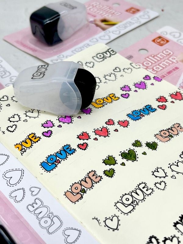  Boyanabilir Süsleme Bandı Love Desenli Damga /Mühür/Kaşe/Kitap Mühür/Stamp/Seal/Tipeks/Tipex