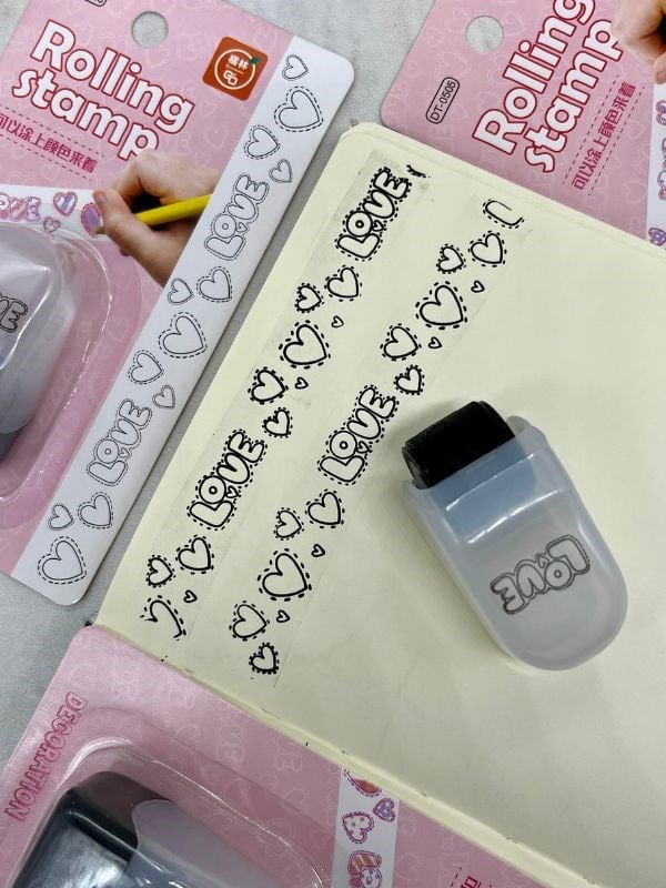  Boyanabilir Süsleme Bandı Love Desenli Damga /Mühür/Kaşe/Kitap Mühür/Stamp/Seal/Tipeks/Tipex