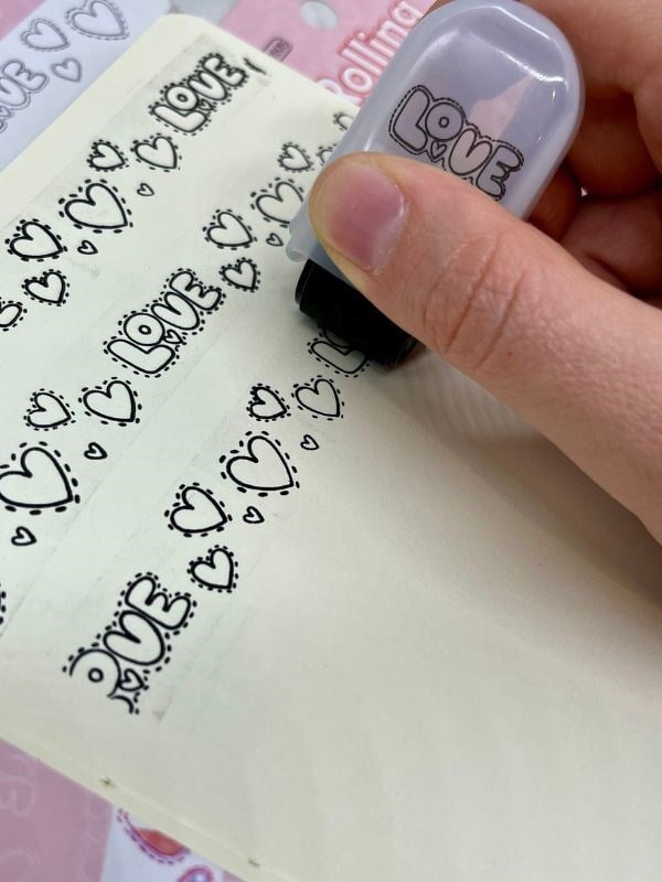  Boyanabilir Süsleme Bandı Love Desenli Damga /Mühür/Kaşe/Kitap Mühür/Stamp/Seal/Tipeks/Tipex