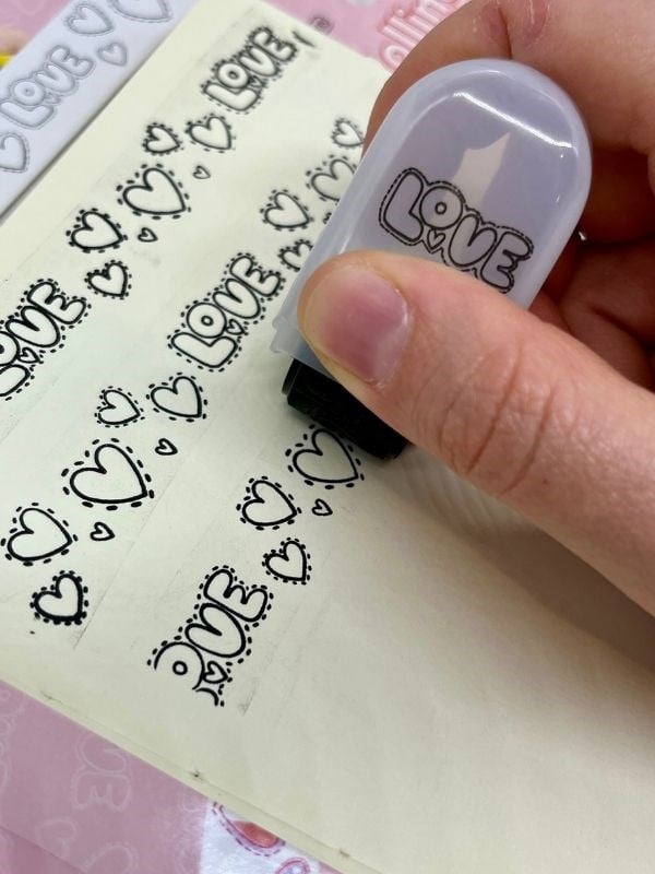  Boyanabilir Süsleme Bandı Love Desenli Damga /Mühür/Kaşe/Kitap Mühür/Stamp/Seal/Tipeks/Tipex