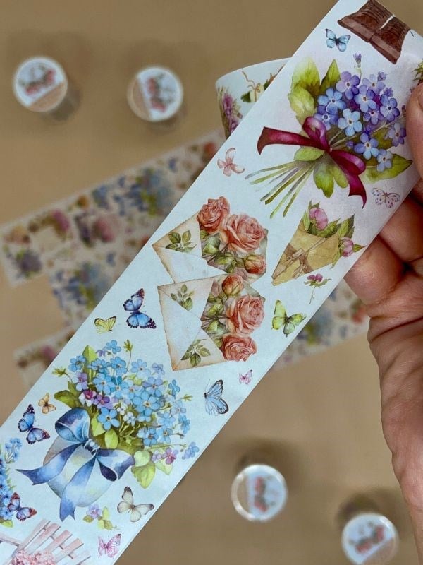  Çiçek Ziyafeti Temalı Washi Bant/ Washi Tape/ Sticker/ Bullet Journal