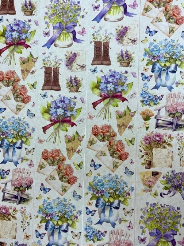  Çiçek Ziyafeti Temalı Washi Bant/ Washi Tape/ Sticker/ Bullet Journal