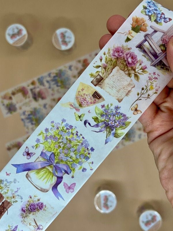  Çiçek Ziyafeti Temalı Washi Bant/ Washi Tape/ Sticker/ Bullet Journal