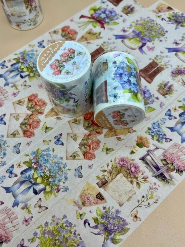  Çiçek Ziyafeti Temalı Washi Bant/ Washi Tape/ Sticker/ Bullet Journal