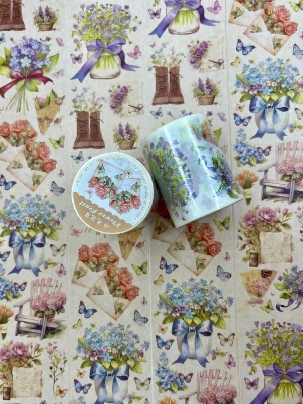  Çiçek Ziyafeti Temalı Washi Bant/ Washi Tape/ Sticker/ Bullet Journal