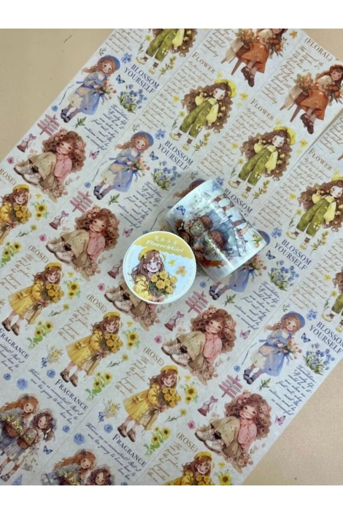  Çiçekçi Kız Temalı Washi Bant/ Washi Tape/ Sticker/ Bullet Journal