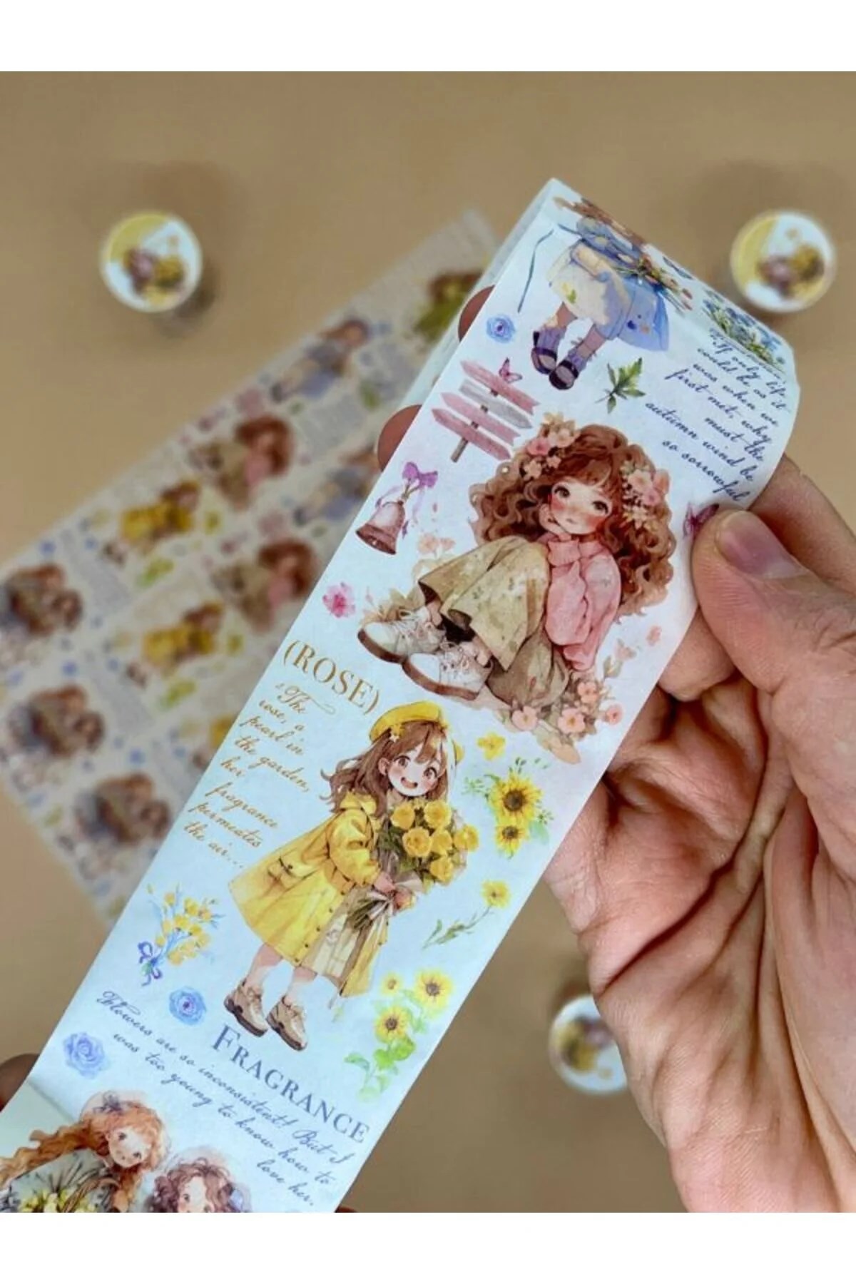  Çiçekçi Kız Temalı Washi Bant/ Washi Tape/ Sticker/ Bullet Journal