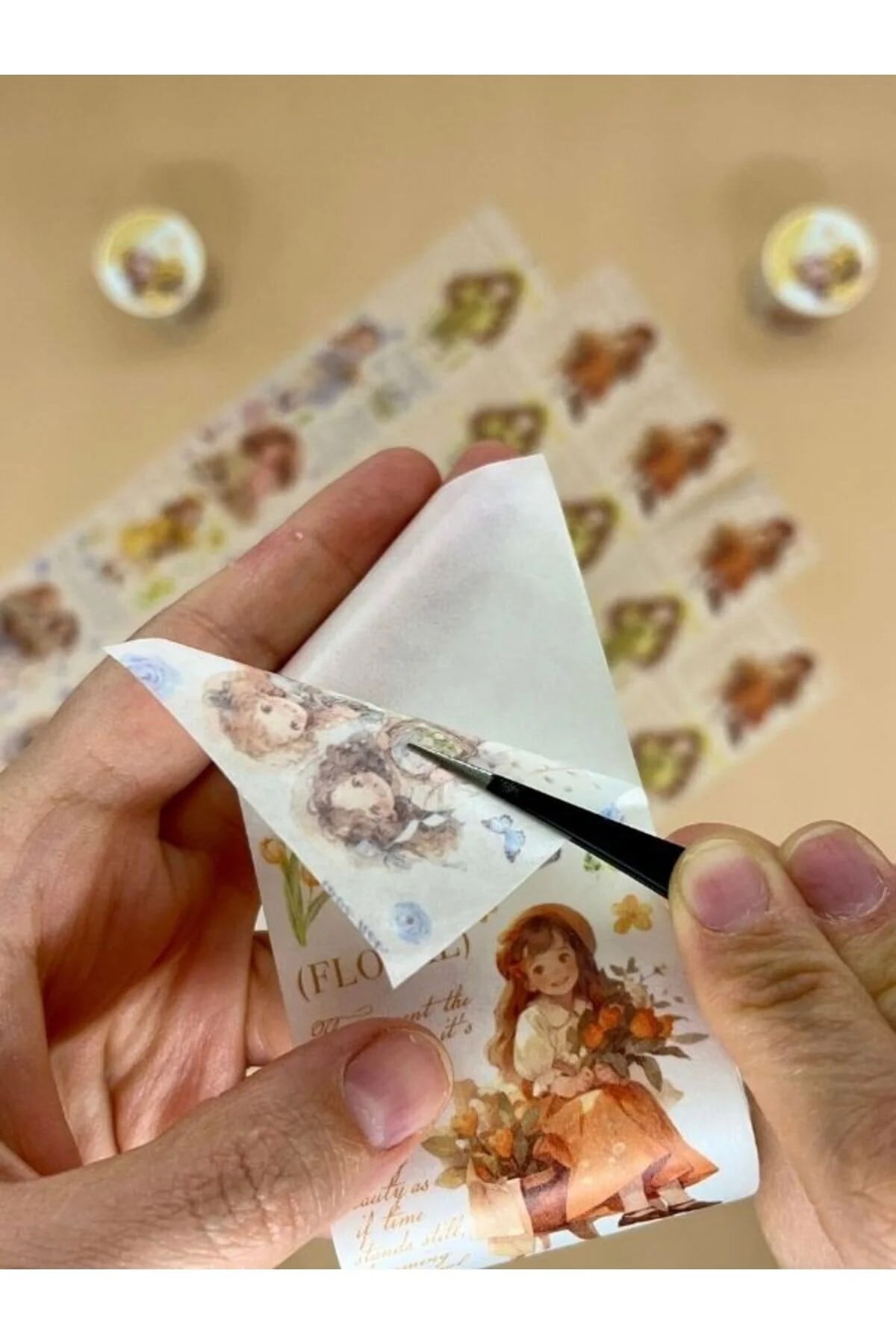  Çiçekçi Kız Temalı Washi Bant/ Washi Tape/ Sticker/ Bullet Journal