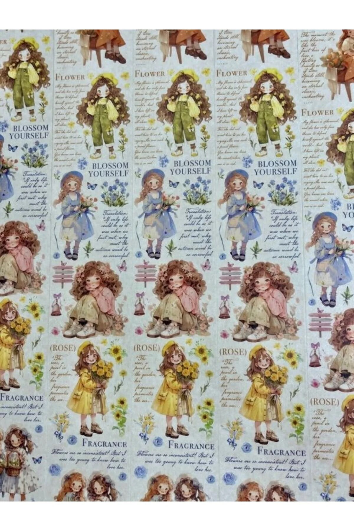  Çiçekçi Kız Temalı Washi Bant/ Washi Tape/ Sticker/ Bullet Journal