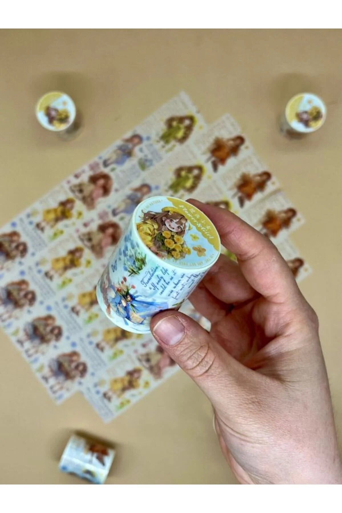  Çiçekçi Kız Temalı Washi Bant/ Washi Tape/ Sticker/ Bullet Journal