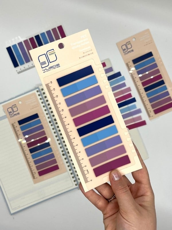 10 Renkli Cetvelli Pastel Mavi ve Mor Tonları İndeks Sticker/İndex/Post-it/Postit/Kitap Ayracı/Not Kağıdı