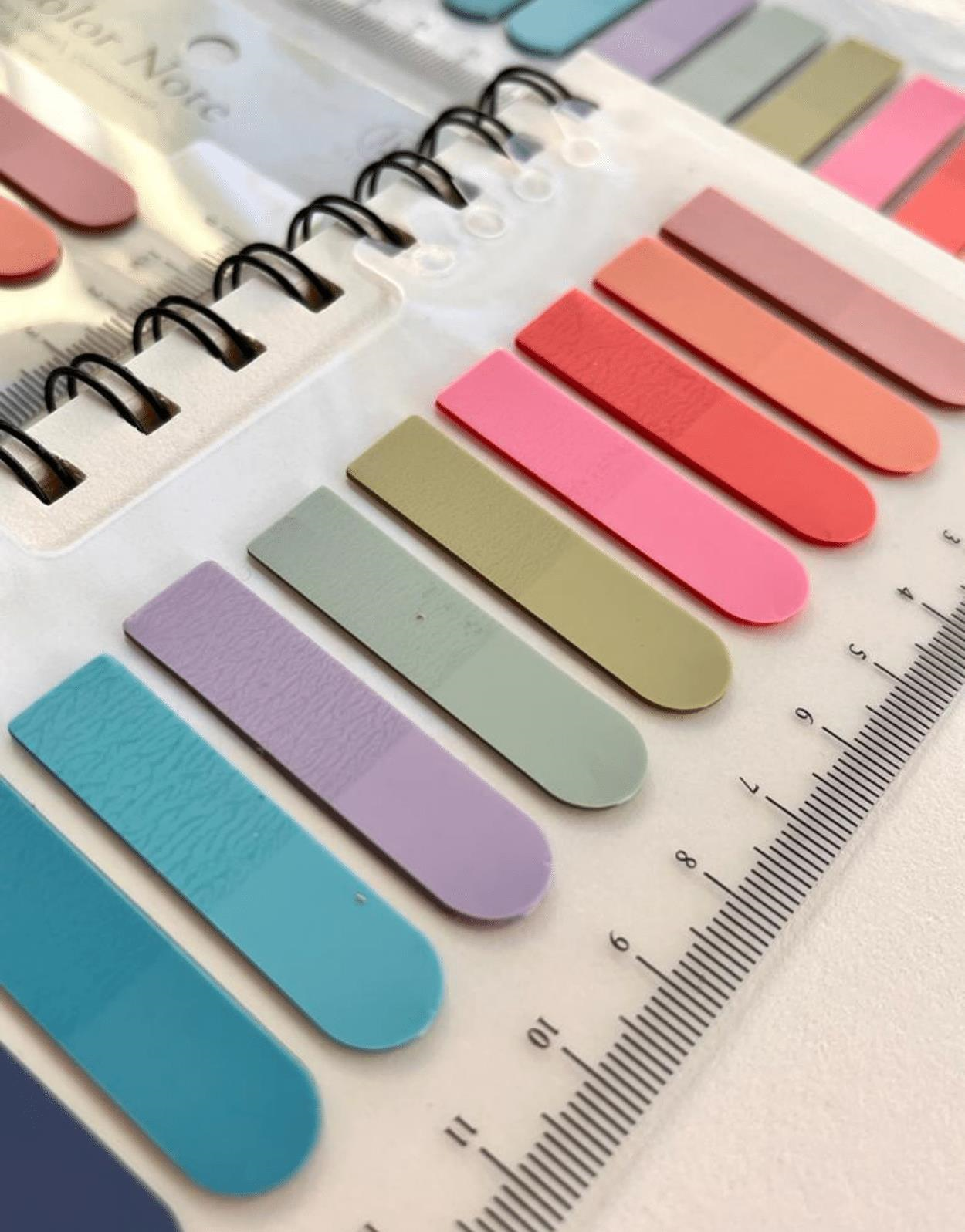10 Renkli Cetvelli Pembe Ve Mavi Tonları Oval Şeffaf Pet Indeks / Index Sticker / Postit