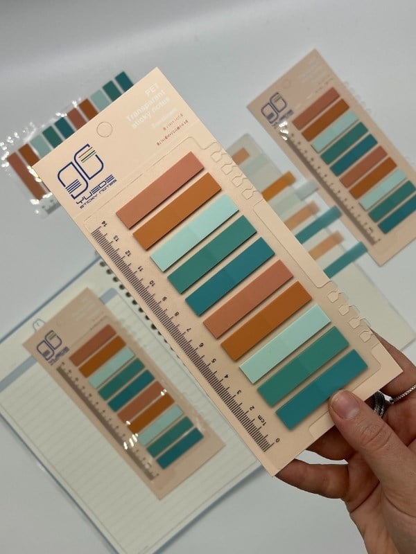 10 Renkli Cetvelli Turuncu Ve Turkuaz Tonları İndeks Sticker/İndex/Postit/Post-it/Kitap Ayracı/Not Kağıdı