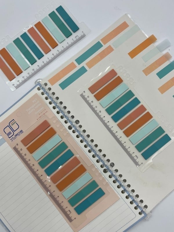 10 Renkli Cetvelli Turuncu Ve Turkuaz Tonları İndeks Sticker/İndex/Postit/Post-it/Kitap Ayracı/Not Kağıdı