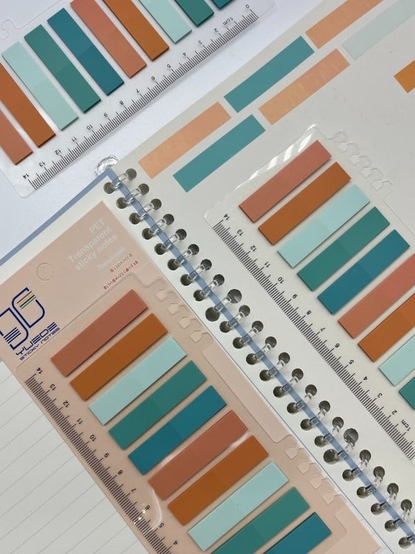 10 Renkli Cetvelli Turuncu Ve Turkuaz Tonları İndeks Sticker/İndex/Postit/Post-it/Kitap Ayracı/Not Kağıdı