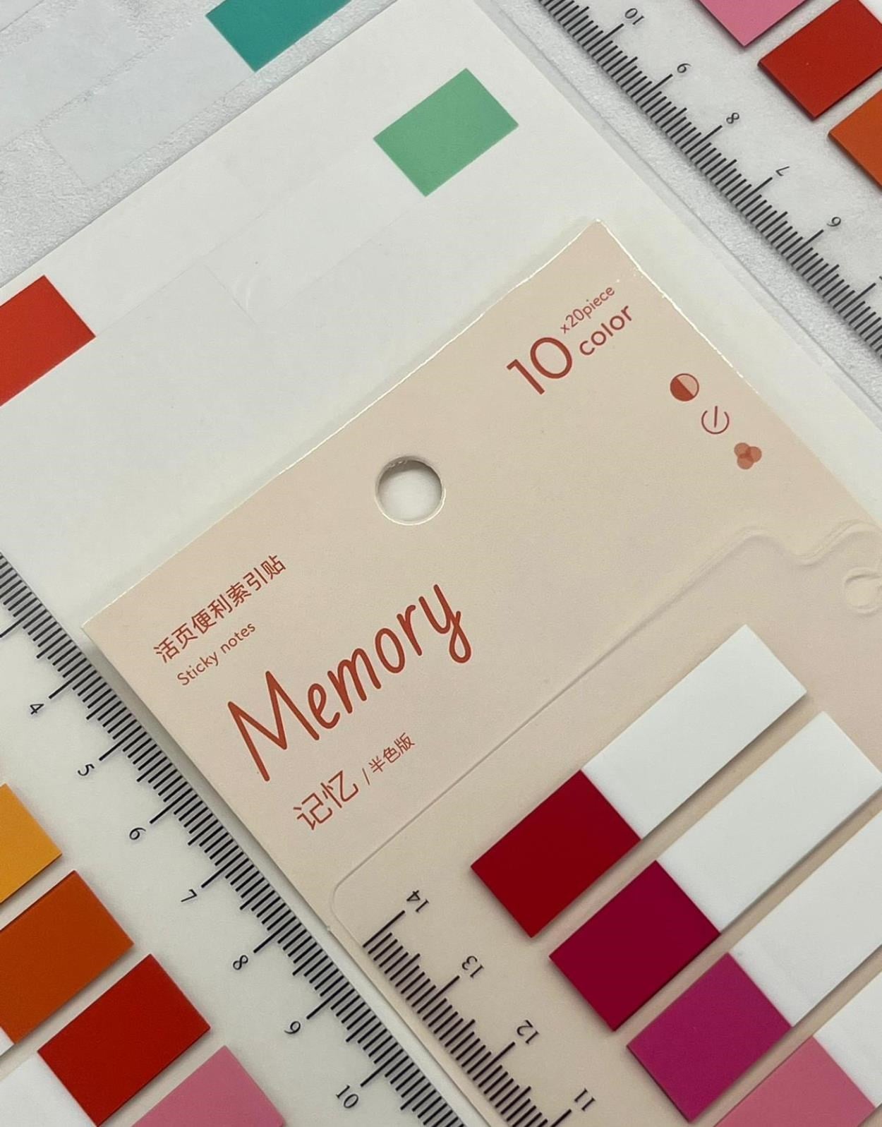 10 Yarım Renkli Cetvelli Memory Şeffaf Pet İndeks / Index Sticker / Sticky Note / Post-it