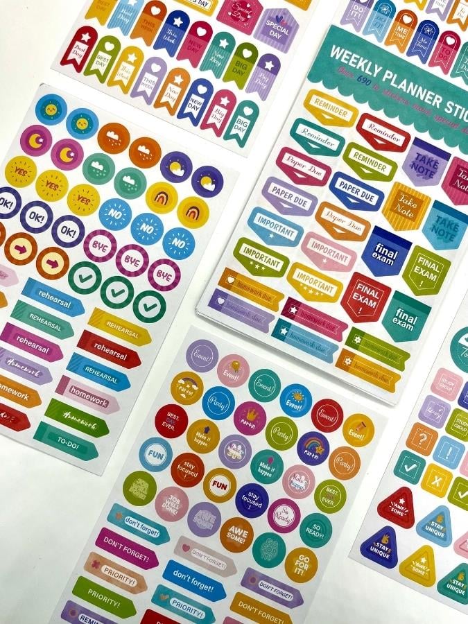 16 Yaprak 690 Parça Haftalık Planlayıcı Stickerlar/Renkli Etiket Seti/Çıkartma/Bullet Journal