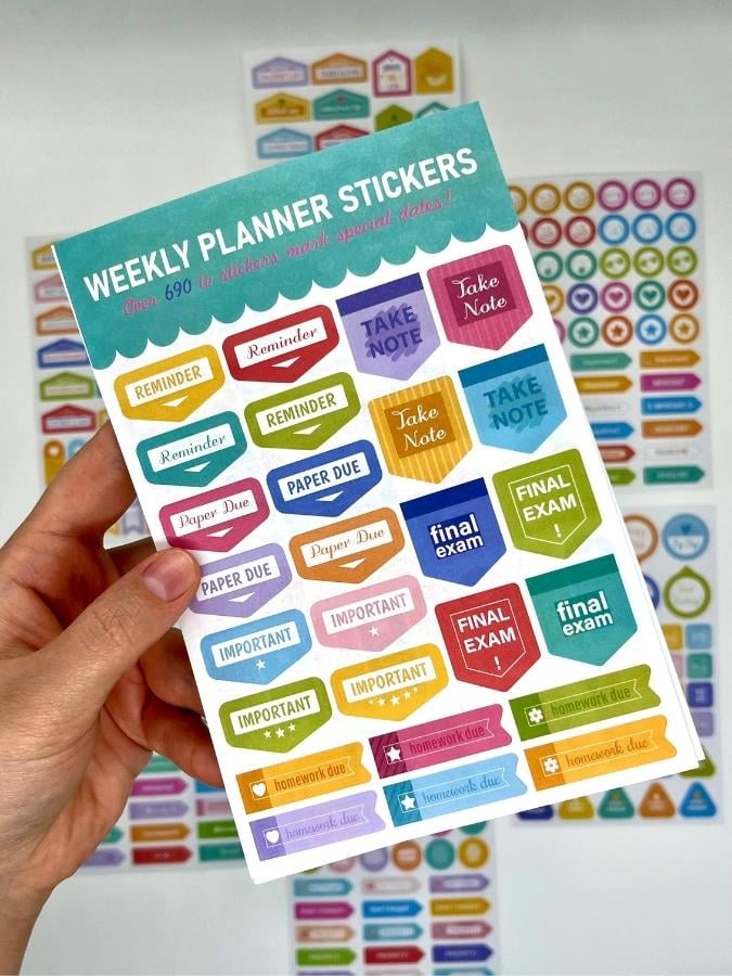 16 Yaprak 690 Parça Haftalık Planlayıcı Stickerlar/Renkli Etiket Seti/Çıkartma/Bullet Journal