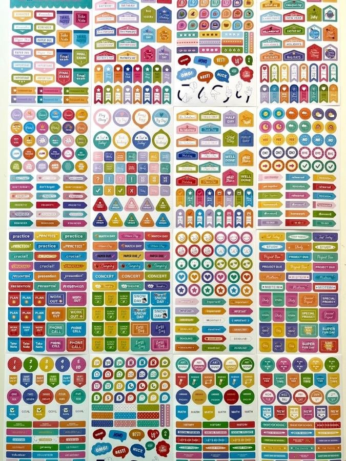 16 Yaprak 690 Parça Haftalık Planlayıcı Stickerlar/Renkli Etiket Seti/Çıkartma/Bullet Journal