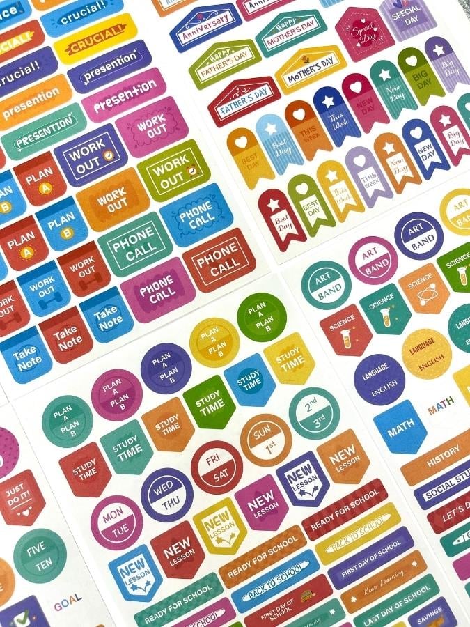 16 Yaprak 690 Parça Haftalık Planlayıcı Stickerlar/Renkli Etiket Seti/Çıkartma/Bullet Journal