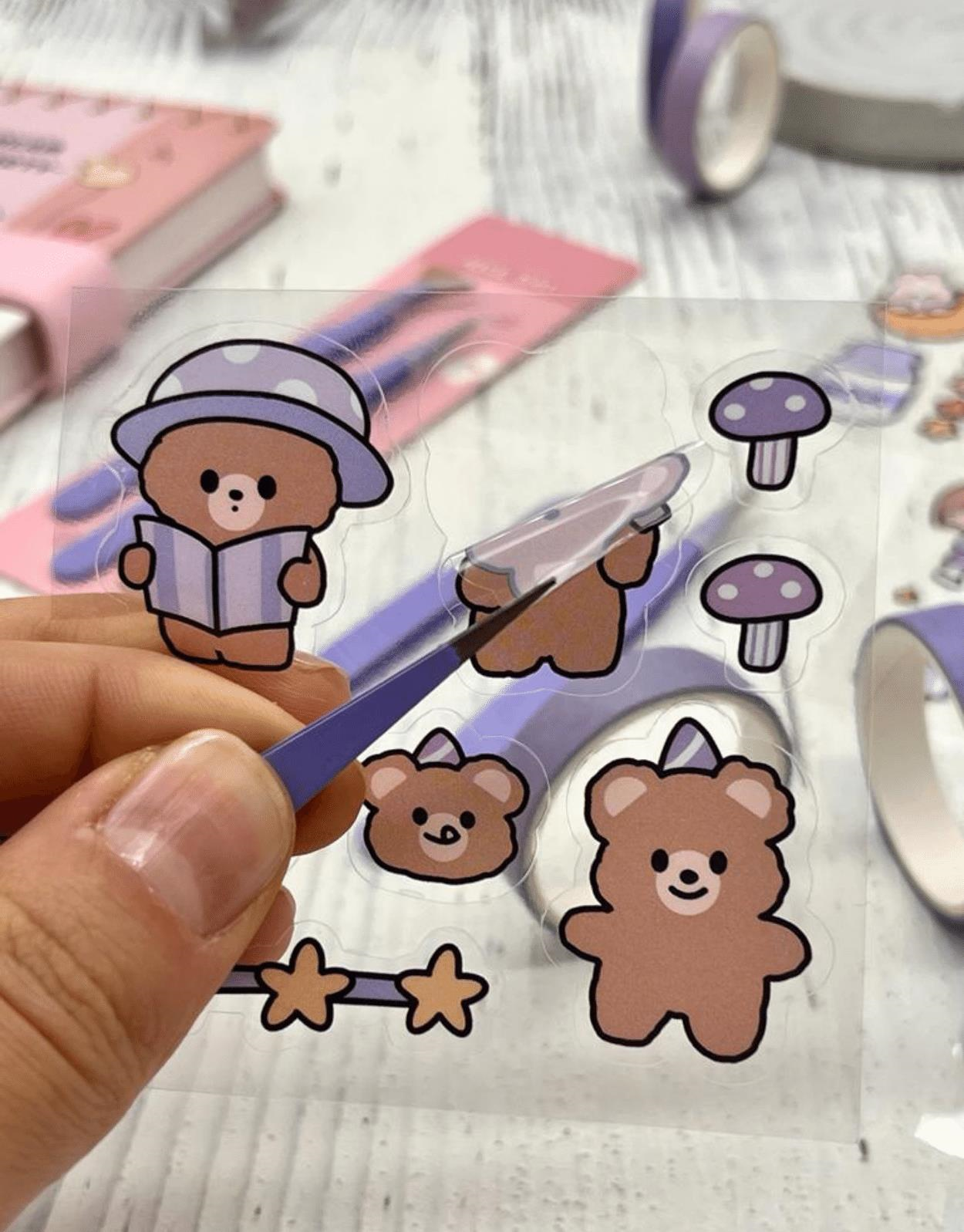 2’li Sticker Cımbızı Seti Düz ve Eğri Uçlu Mor/Çıkartma /Washi Bant /Sticker/Bullet Journal