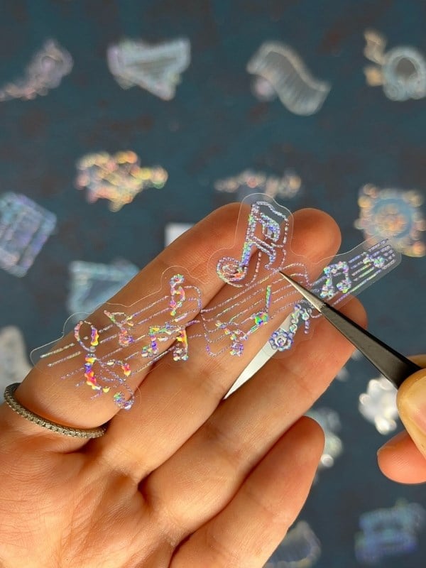 20 Adet 3D Kristal Işıltılı İnci Serisi Mavi Paket Sticker Seti / Etiket / Çıkartma / Su Geçirmez