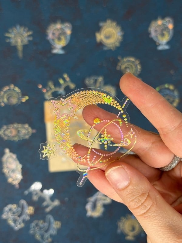20 Adet 3D Kristal Işıltılı İnci Serisi Sarı Paket Sticker Seti / Etiket / Çıkartma / Su Geçirmez