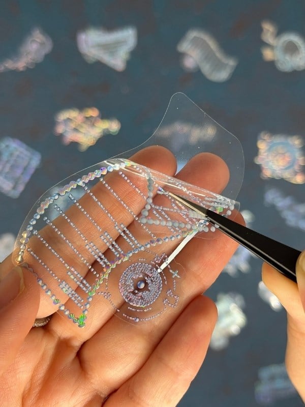 20 Adet 3D Kristal Işıltılı İnci Serisi Mavi Paket Sticker Seti / Etiket / Çıkartma / Su Geçirmez