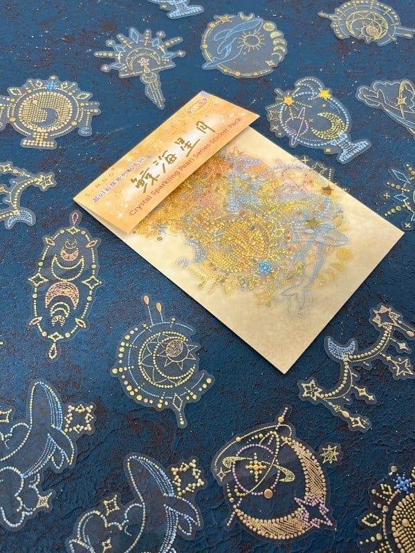 20 Adet 3D Kristal Işıltılı İnci Serisi Sarı Paket Sticker Seti / Etiket / Çıkartma / Su Geçirmez