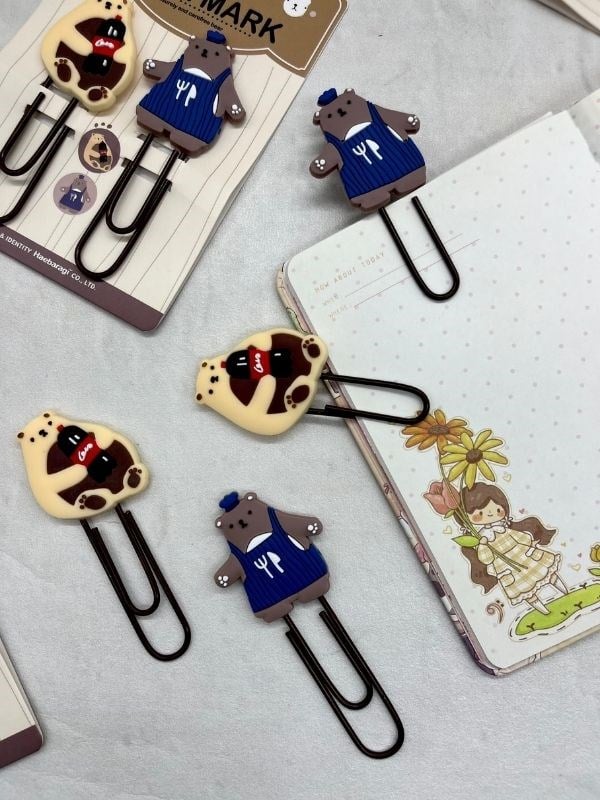 2'li Ayıcık Temalı Kahverengi Paket Ataş Seti/ Ataç/Fotoğraf Mandalı/Kitap Ayracı/Klips