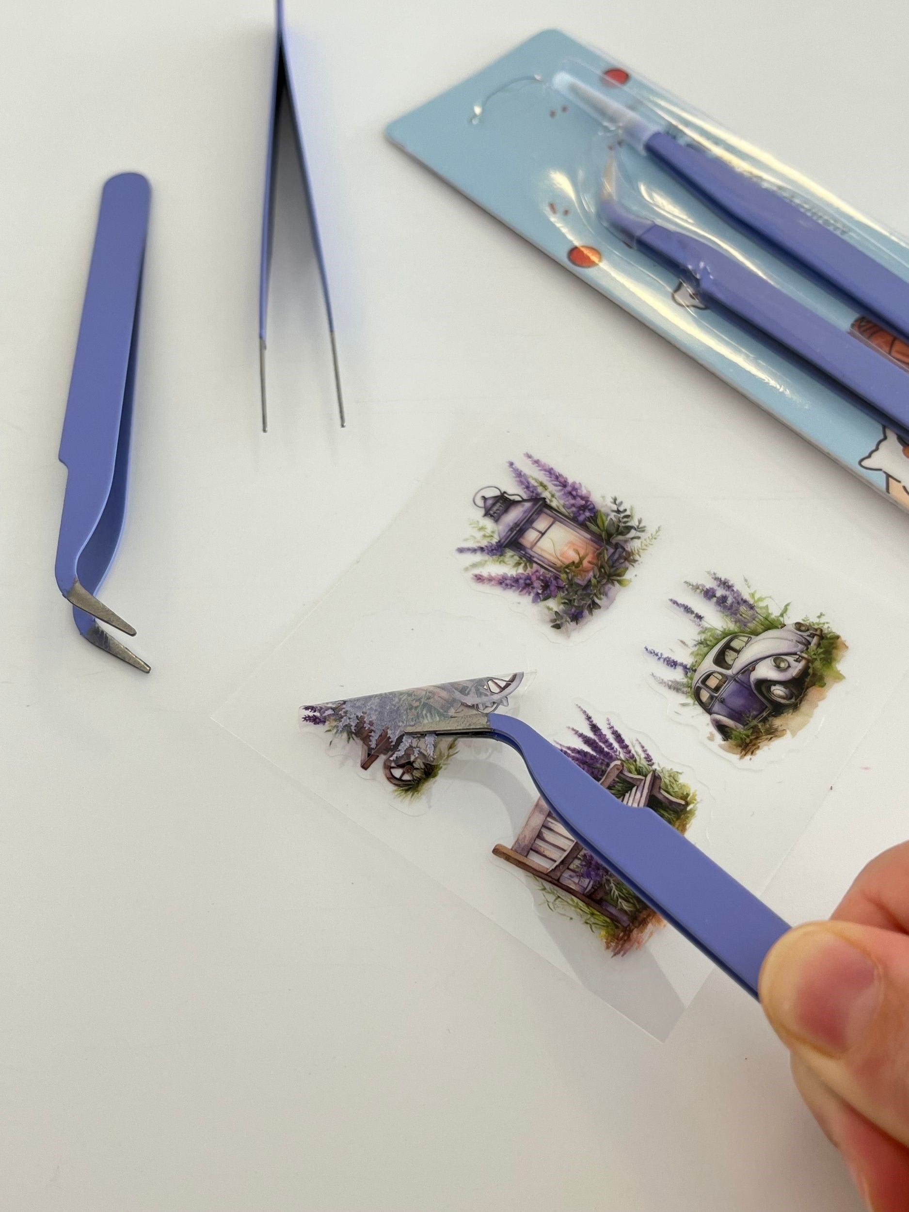 2'li Sticker Cımbızı Seti Düz Ve Eğri Uçlu Mor/Etiket/Çıkartma/Washi Bant/Sticker/Bullet Journal