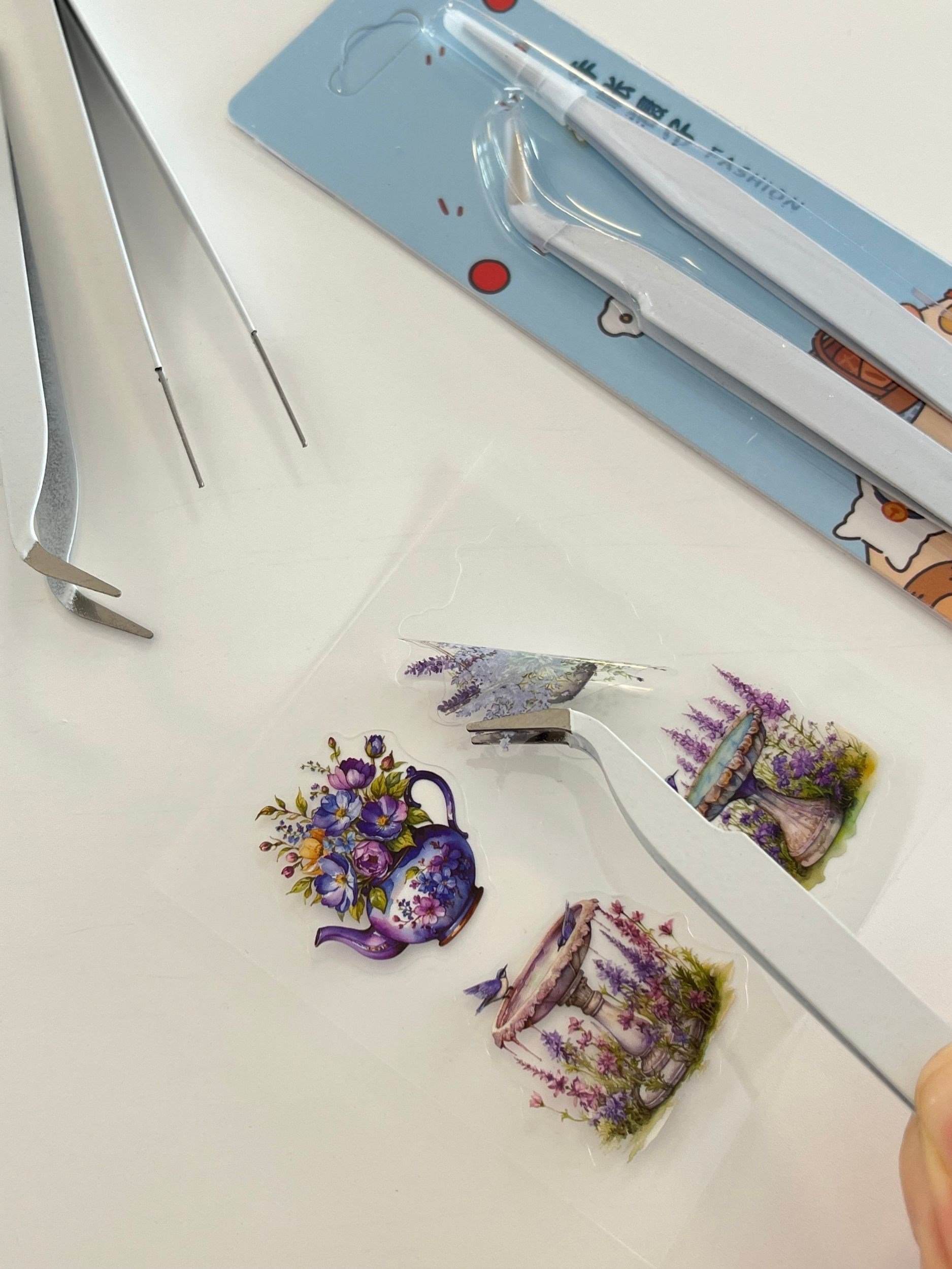 2'li Sticker Cımbızı Seti Düz Ve Eğri Uçlu Beyaz/Etiket/Çıkartma/Washi Bant/Sticker/Bullet Journal