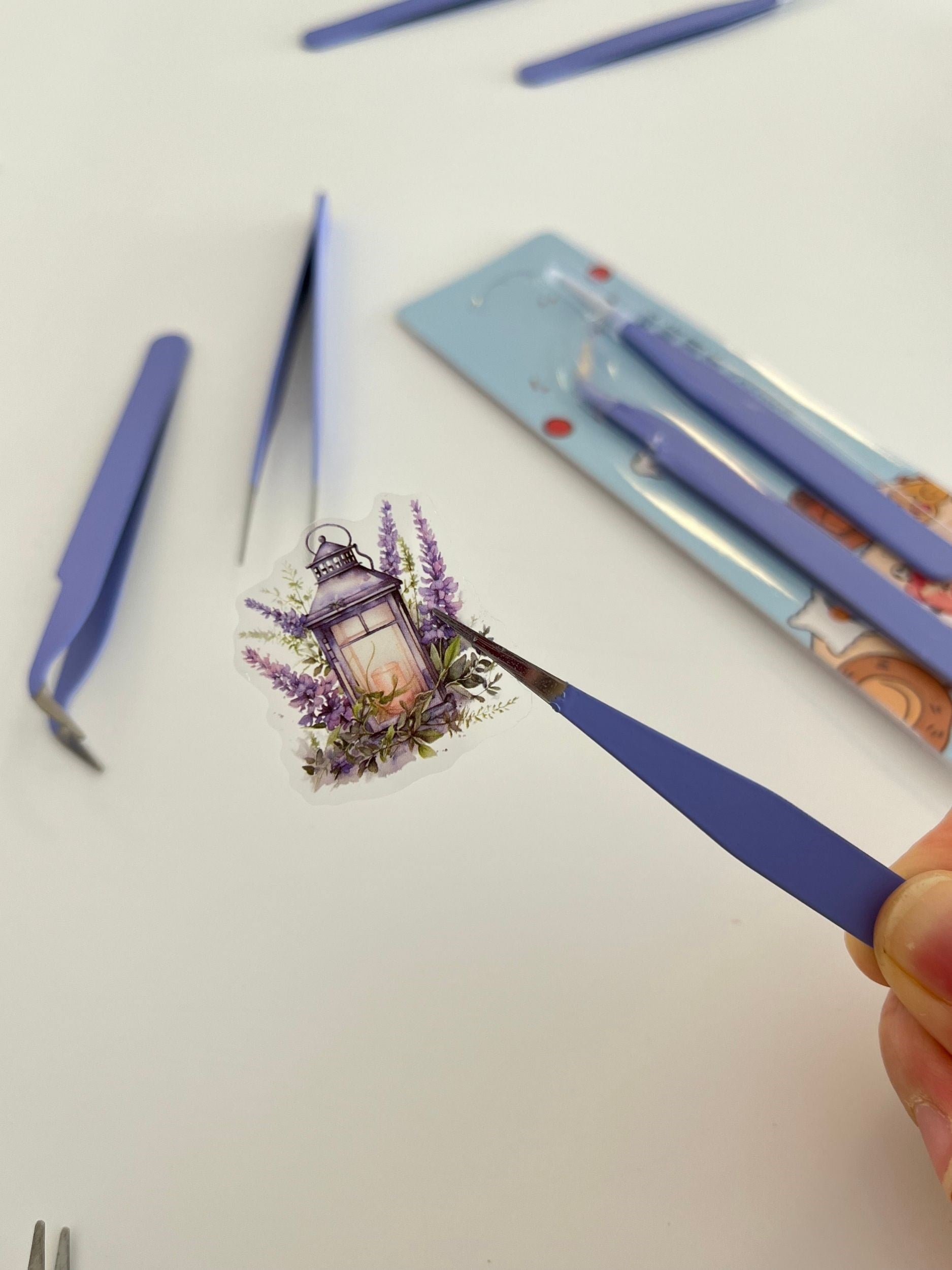 2'li Sticker Cımbızı Seti Düz Ve Eğri Uçlu Mor/Etiket/Çıkartma/Washi Bant/Sticker/Bullet Journal