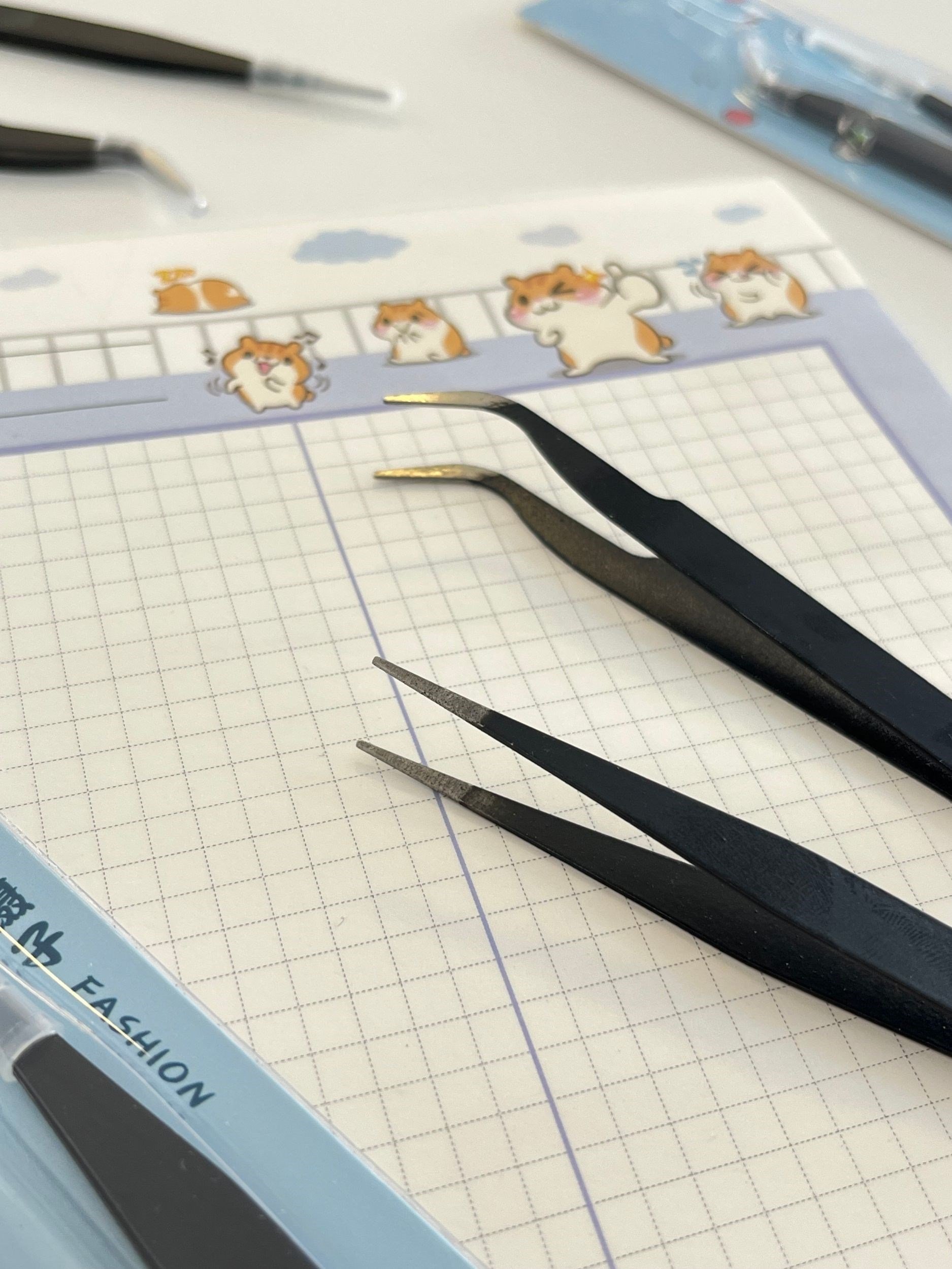 2'li Sticker Cımbızı Seti Düz Ve Eğri Uçlu Siyah/Etiket/Çıkartma/Washi Bant/Sticker/Bullet Journal
