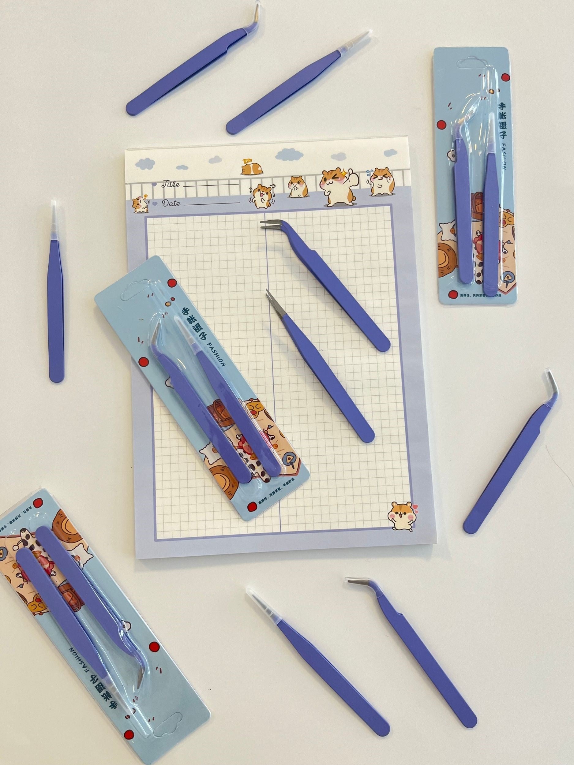 2'li Sticker Cımbızı Seti Düz Ve Eğri Uçlu Mor/Etiket/Çıkartma/Washi Bant/Sticker/Bullet Journal