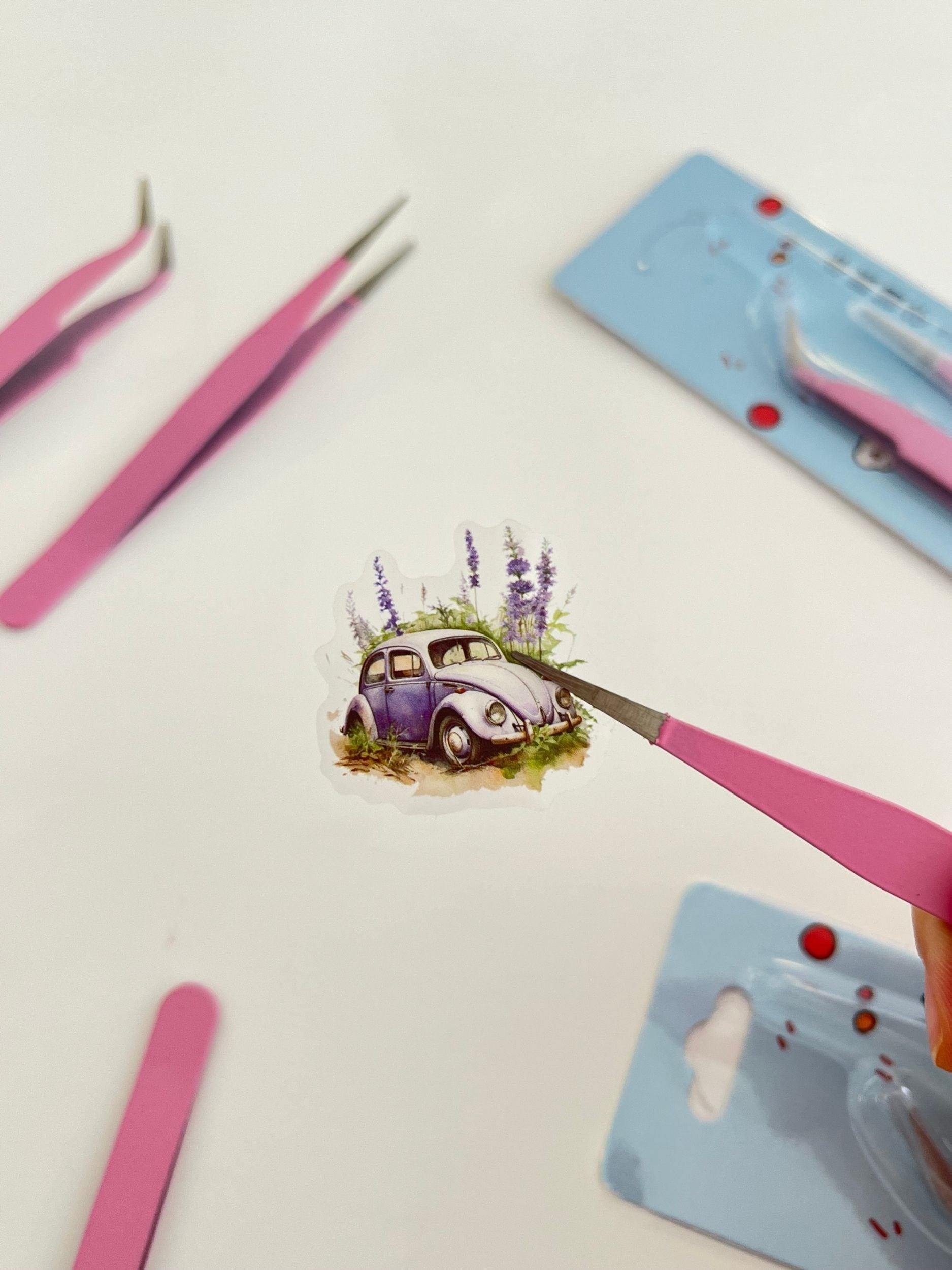 2'li Sticker Cımbızı Seti Düz Ve Eğri Uçlu Pembe/Etiket/Çıkartma/Washi Bant/Sticker/Bullet Journal