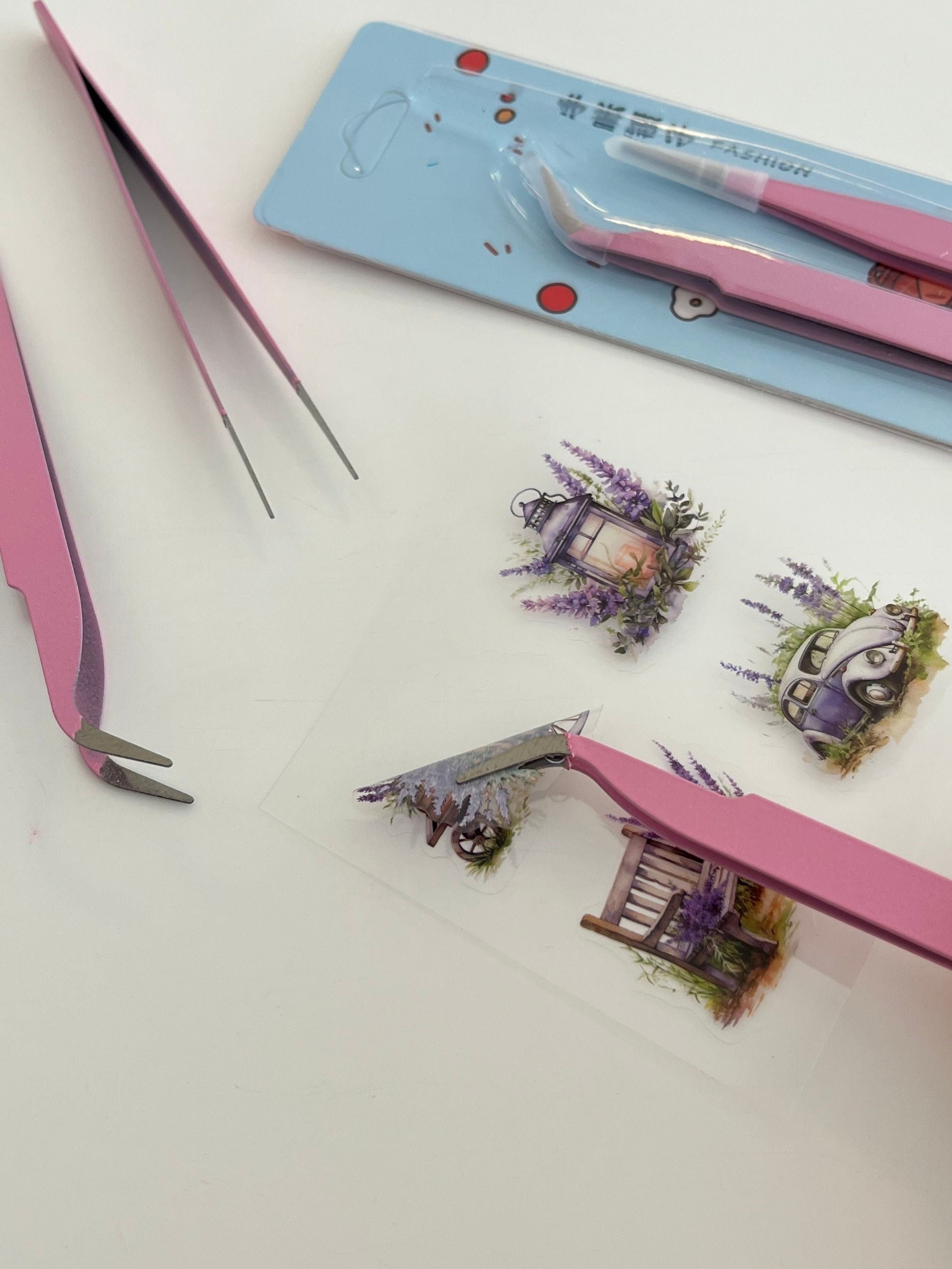 2'li Sticker Cımbızı Seti Düz Ve Eğri Uçlu Pembe/Etiket/Çıkartma/Washi Bant/Sticker/Bullet Journal