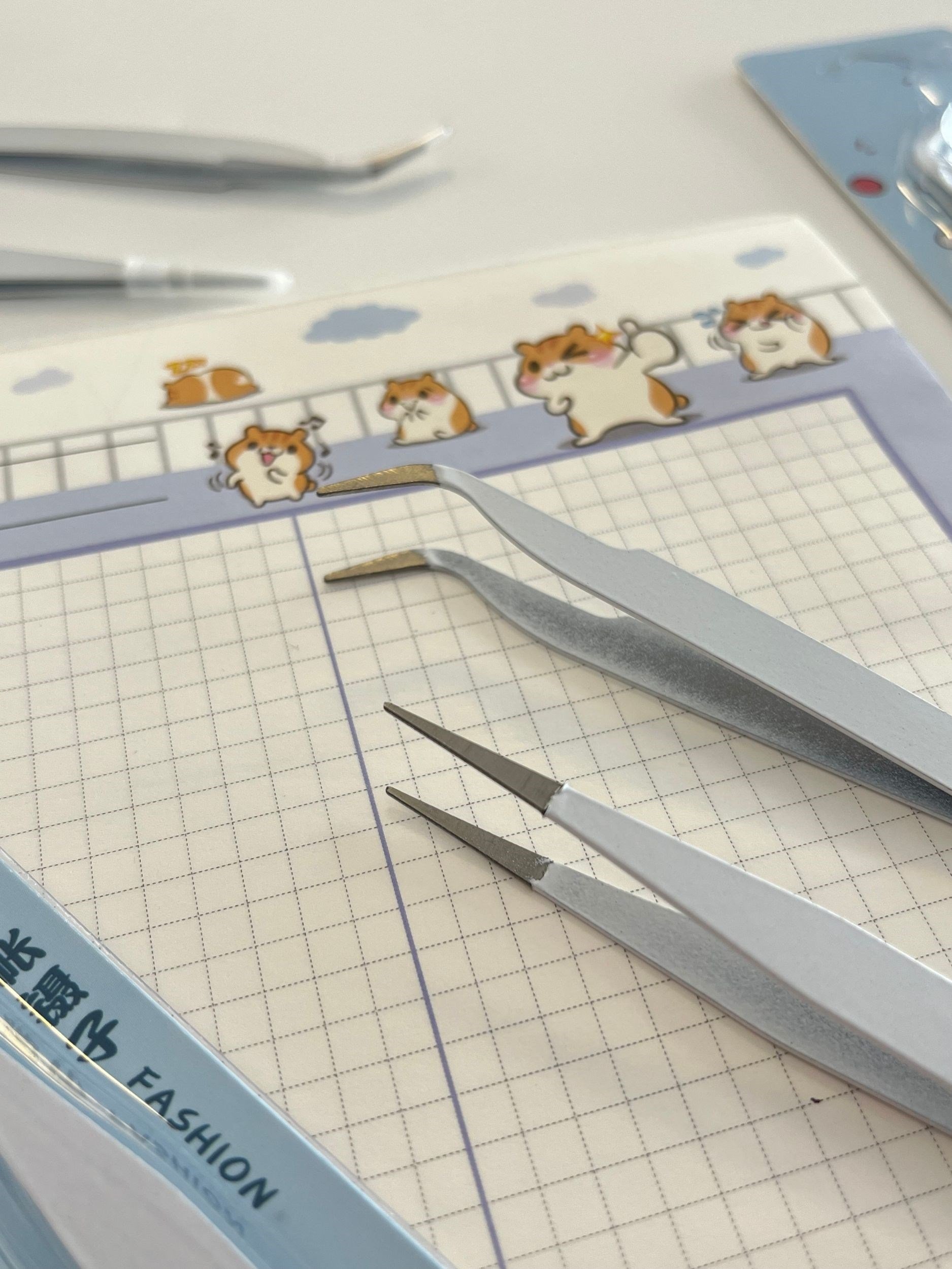 2'li Sticker Cımbızı Seti Düz Ve Eğri Uçlu Beyaz/Etiket/Çıkartma/Washi Bant/Sticker/Bullet Journal