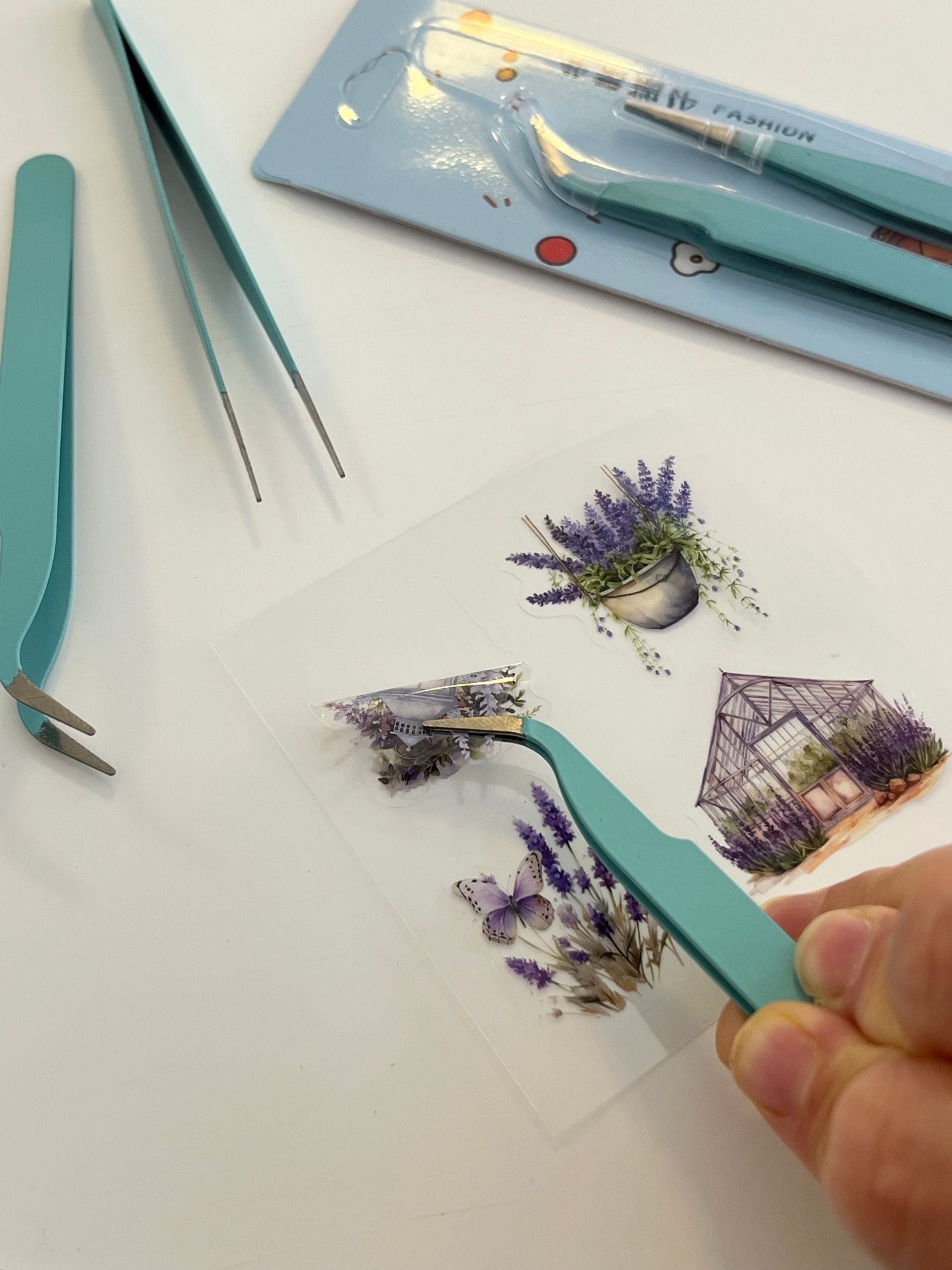 2'li Sticker Cımbızı Seti Düz Ve Eğri Uçlu Mavi/Etiket/Çıkartma/Washi Bant/Sticker/Bullet Journal